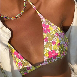 NEW! Vintage Retro Floral Stringy Triangle Bikini Top